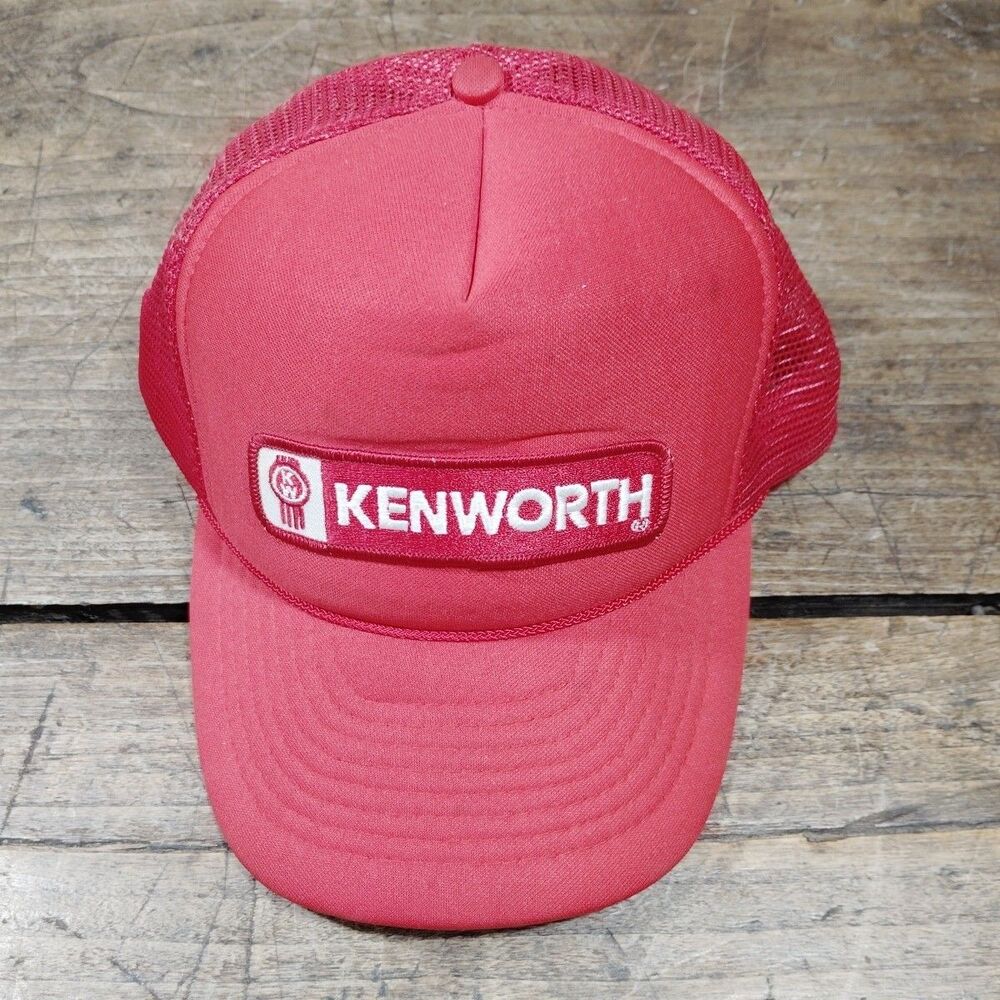 Vintage Kenworth Trucking Snapback Hat Cap Red Patch Mesh Trucker 80s Otto
